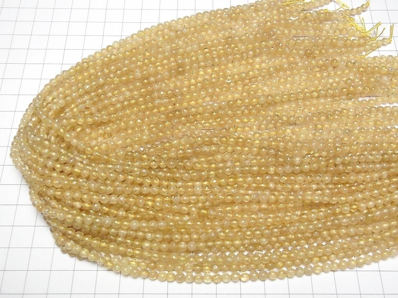 Yellow Garnet Round 4mm 1strand beads (approx. 15 inches/38 cm)