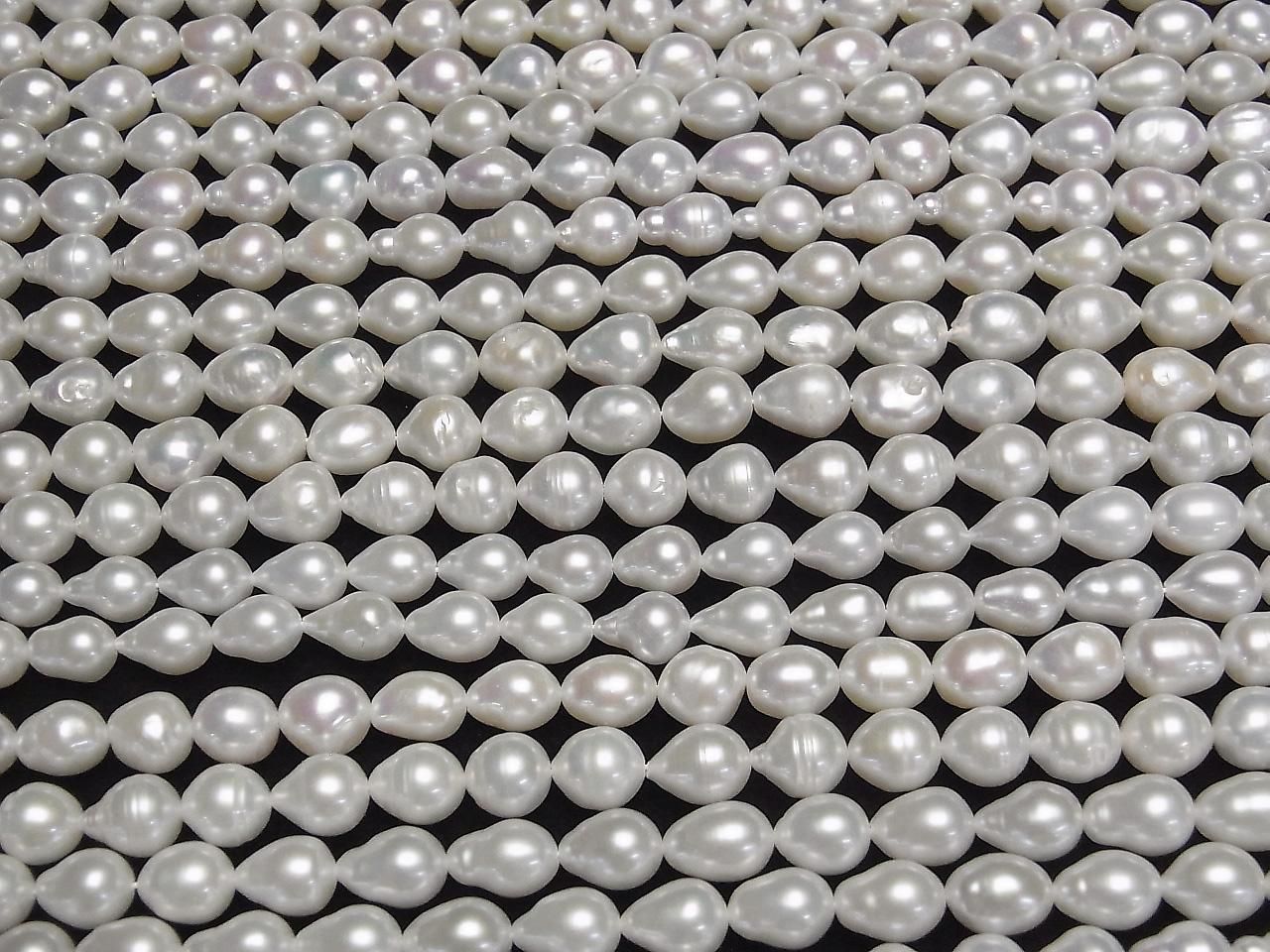 Fresh Water Pearls AA Drop-Rice 8x7x7mm White 1strand beads (approx. 15inch/37cm)