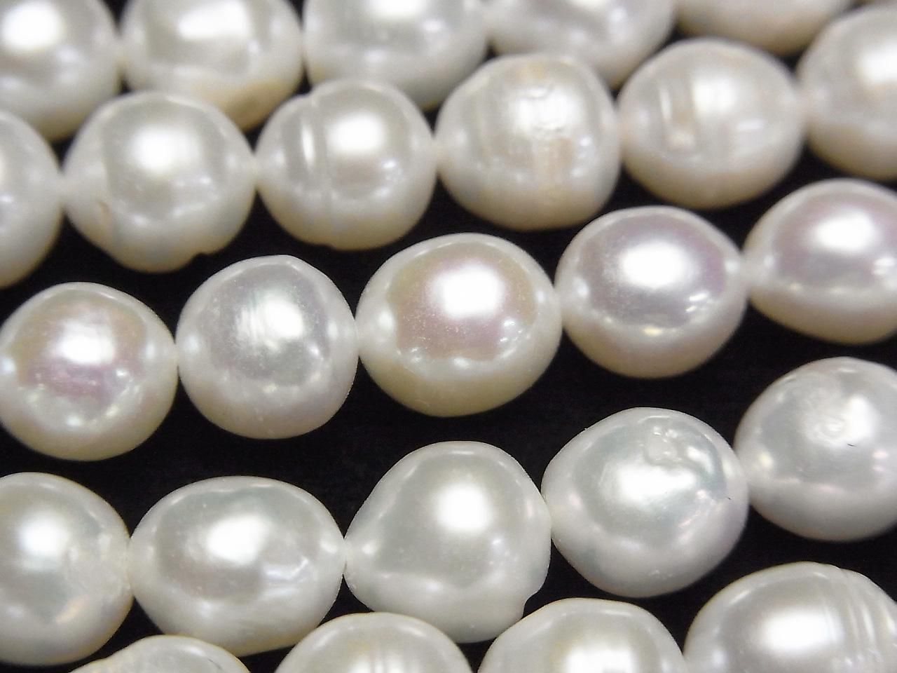 Fresh Water Pearls AA Rice-Baroque 8x7x7mm White 1strand beads (approx. 15inch/37cm)