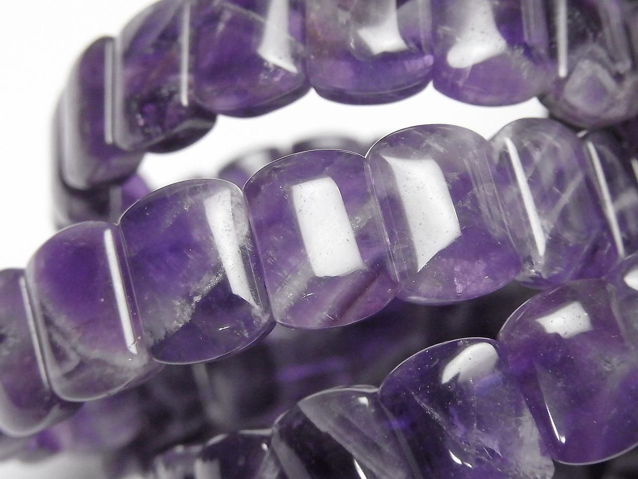Amethyst AA 2-Hole Rectangle 14x10mm 1strand beads (Bangle Bracelet)