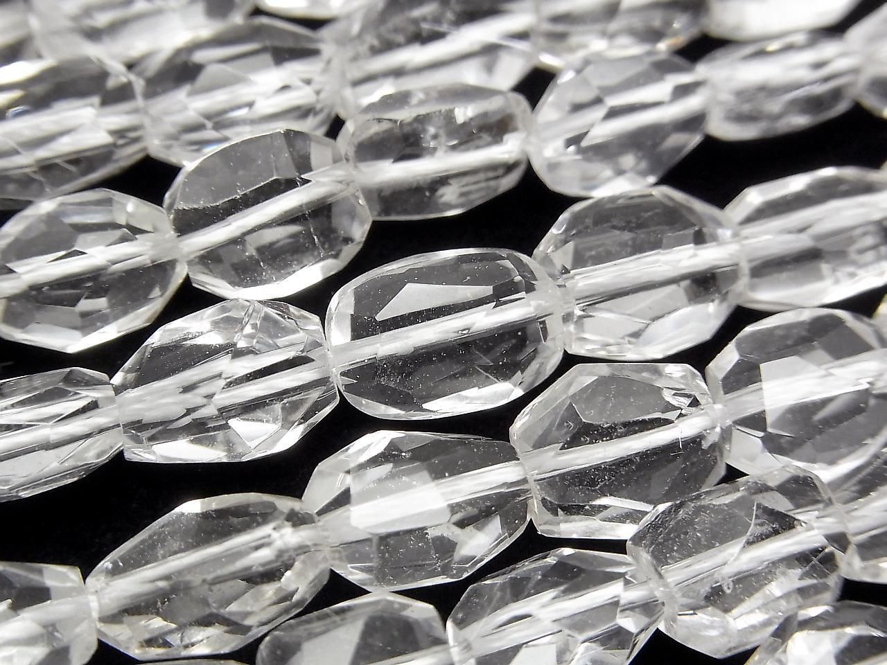 Crystal AAA- Flat Nugget-Faceted Oval Half or 1strand beads (approx. 15 inches/36 cm)