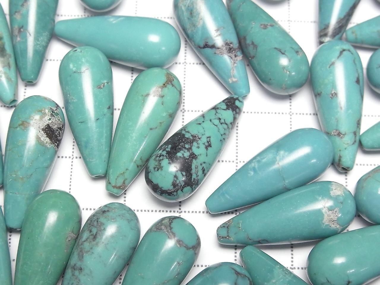 Turquoise AA++ Half Drilled Hole Drop (Smooth) 25x10mm 1pc