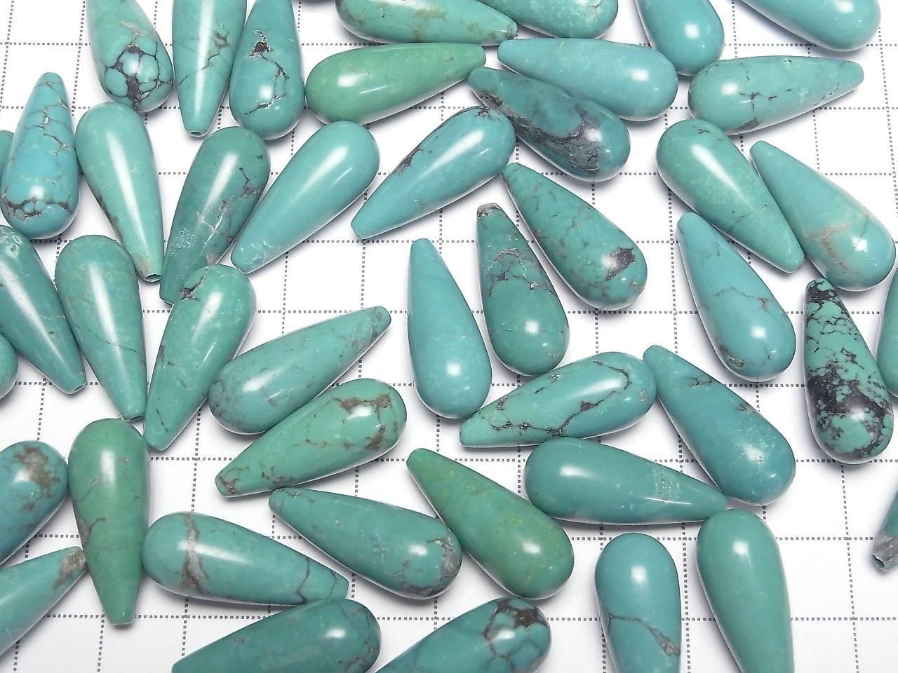 Turquoise AA++ Half Drilled Hole Drop (Smooth) 25x10mm 1pc