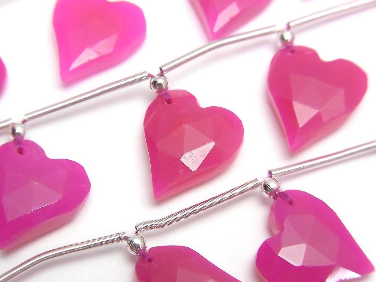 Fuchsia Pink Chalcedony Heart cut 12x11mm half or 1strand beads (6 pcs)
