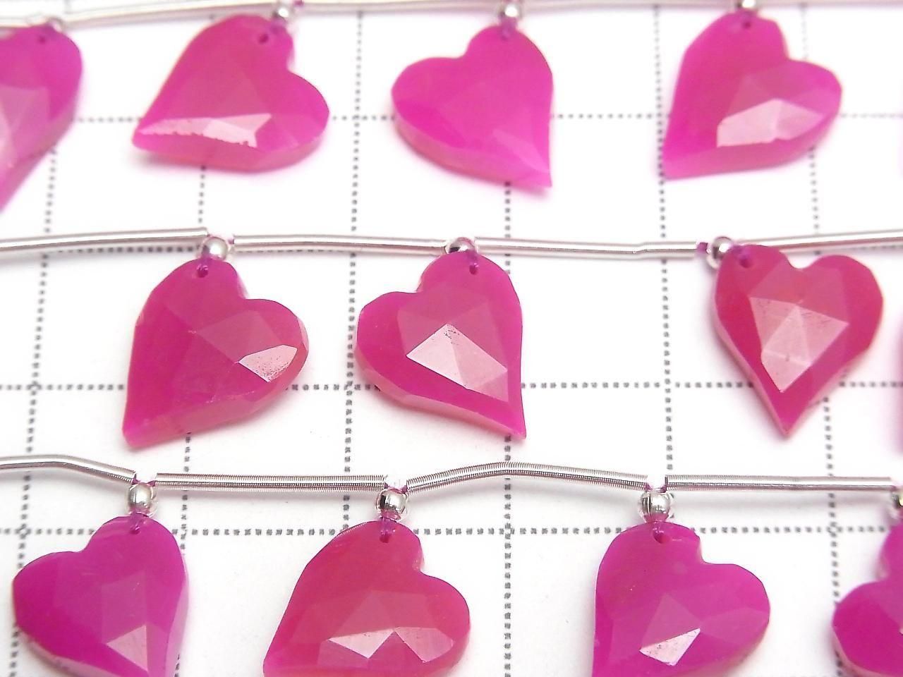 Fuchsia Pink Chalcedony Heart cut 12x11mm half or 1strand beads (6 pcs)