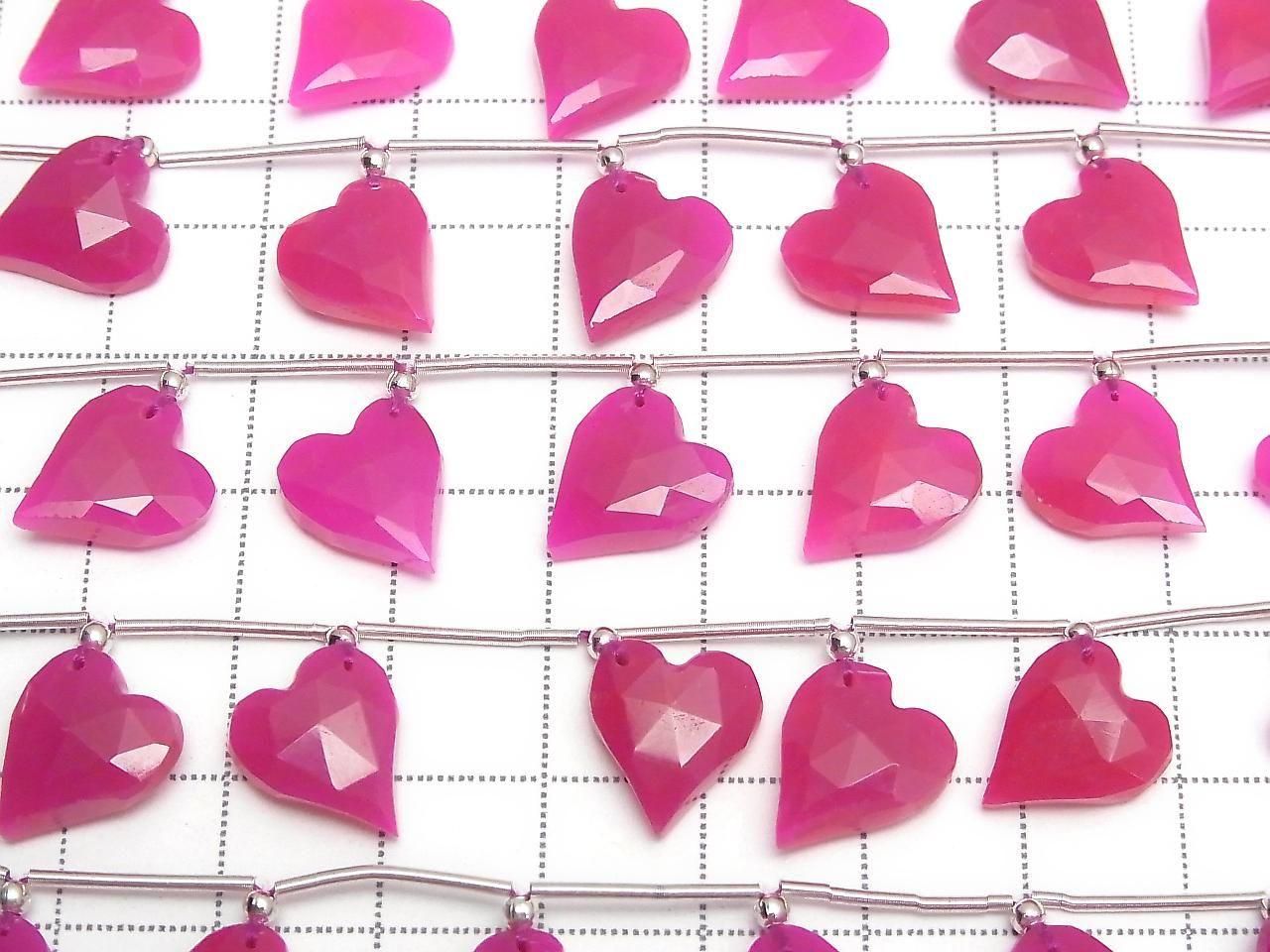 Fuchsia Pink Chalcedony Heart cut 12x11mm half or 1strand beads (6 pcs)