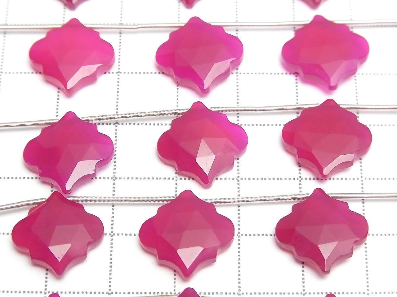 Fuchsia Pink Chalcedony Moroccan Shaped Cut 15x15mm 1strand beads (5pcs)