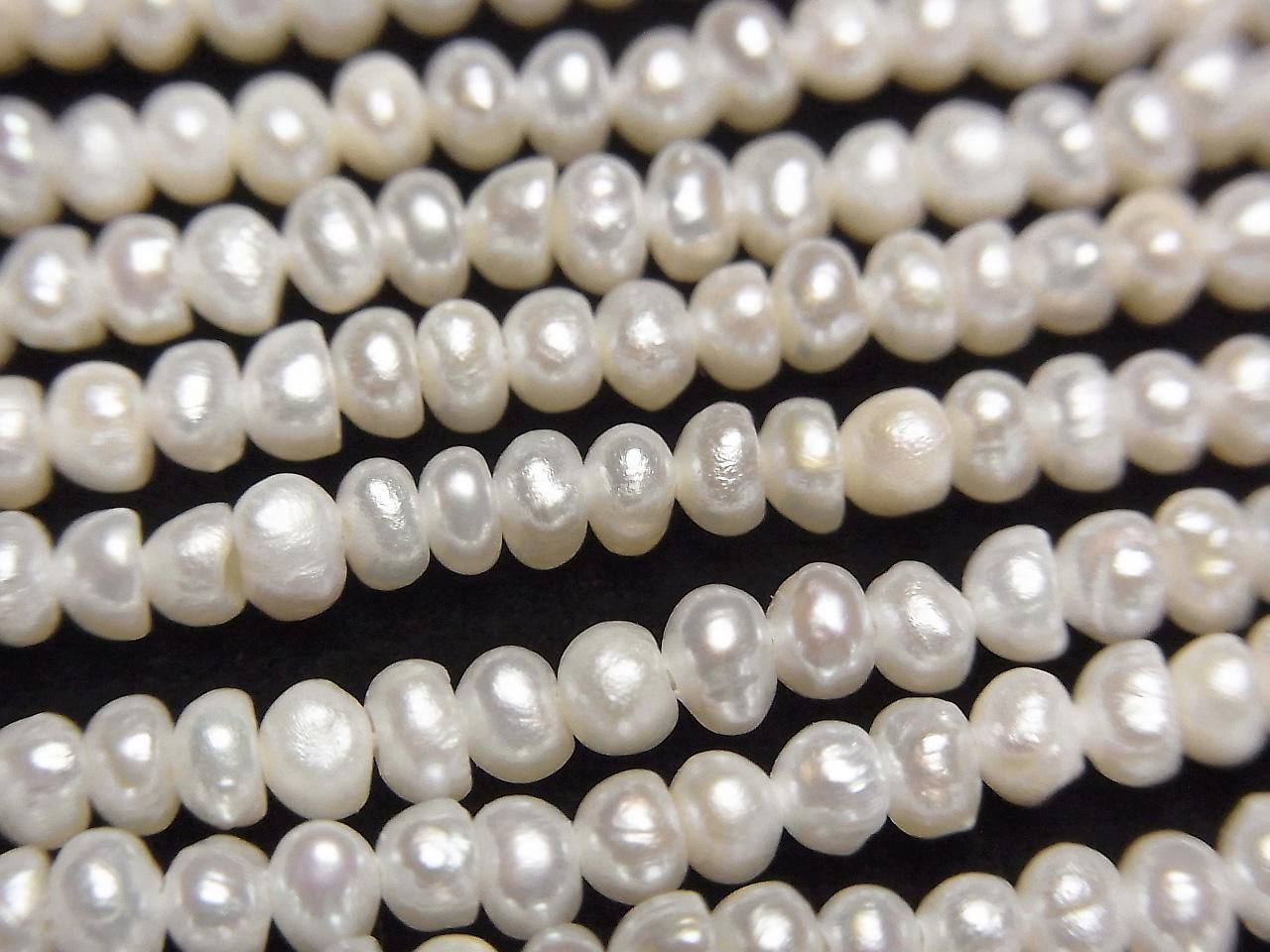Fresh Water Pearls AA White Rondelle 3-3.5mm 1strand beads (approx. 14inch/35cm)