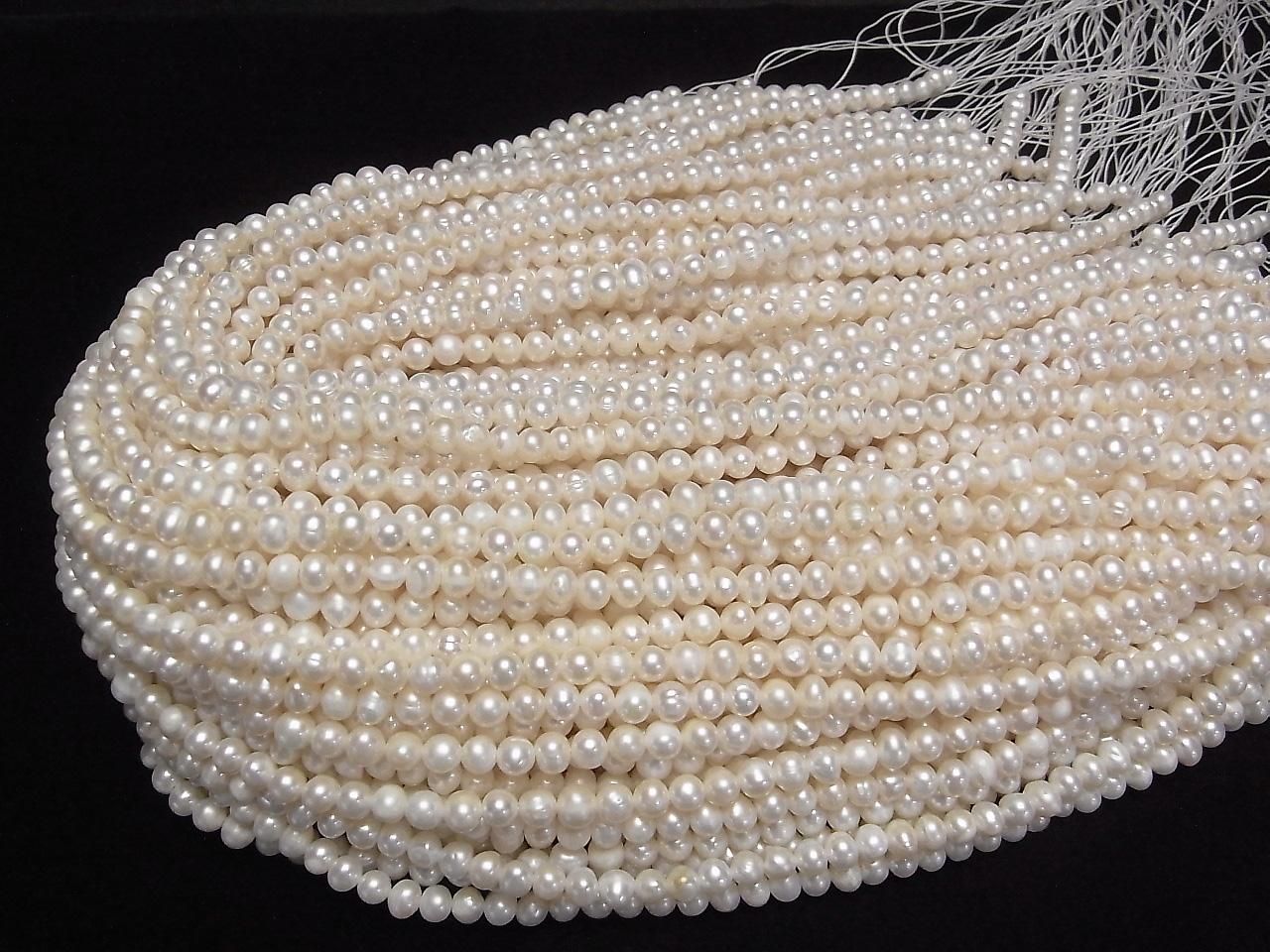 Fresh Water Pearls AA Potato 5.5-6mm White 1strand beads (approx. 15 inches/37 cm)