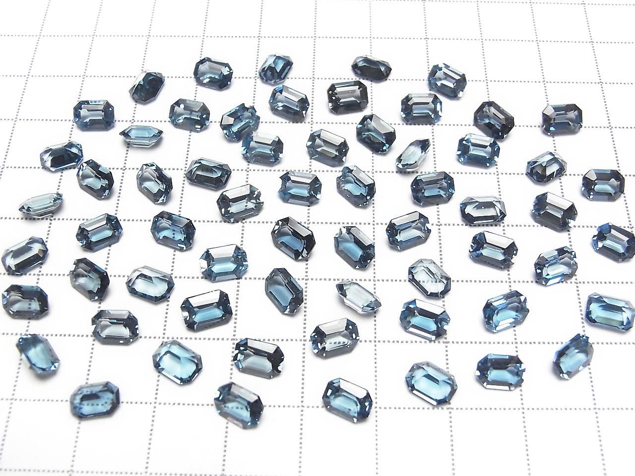 High Quality London Blue Topaz AAA Loose Stone Rectangle Faceted 7x5mm 2pcs