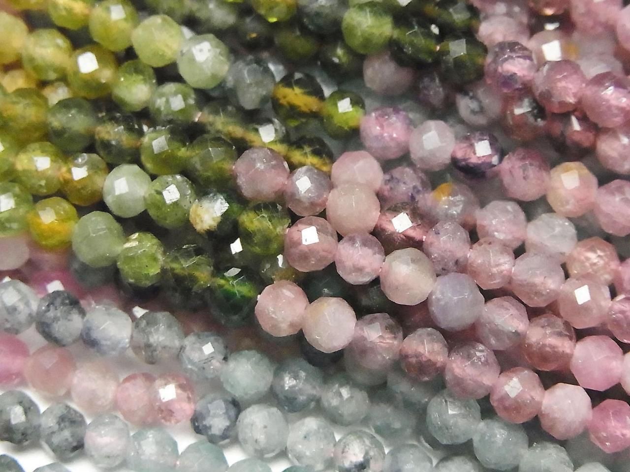 Multicolor Tourmaline AA++ Faceted Round 3mm 1strand beads (aprx.15inch/36cm)High Quality!
