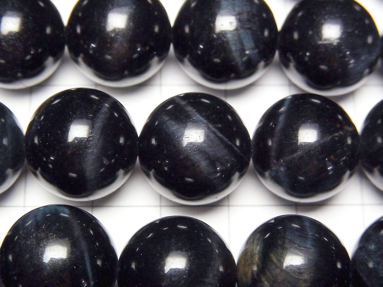 Blue color Tiger's Eye AAA Round 16mm half or 1strand beads (aprx.15inch/36cm)