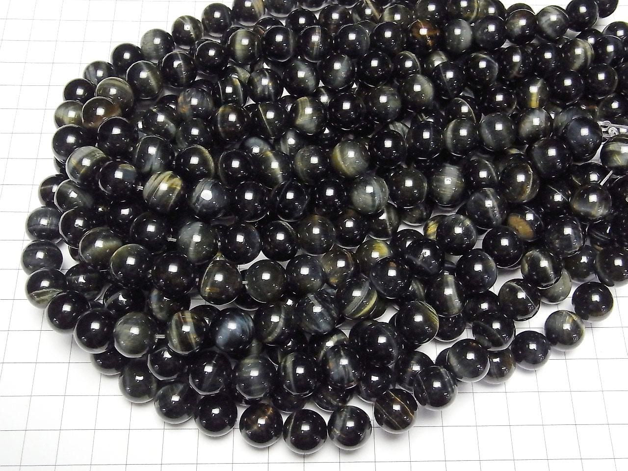 Natural color green tiger's eye AAA Round 12mm half or 1strand beads (approx. 15 inches/36 cm)