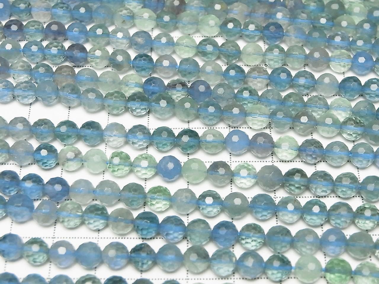 Blue-Green Fluorite AAA- 128 Faceted Round 6mm 1strand beads (approx. 14 inches/35 cm) High Quality!