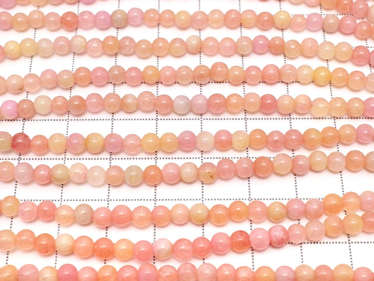 Pink & Yellow Jade Round 4mm 1strand beads (approx. 15 inches/36 cm)
