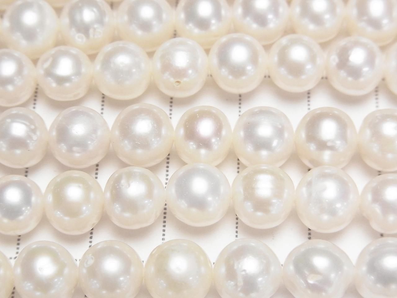 Fresh Water Pearls AA++ Semi Round-Potato 8-10mm White 1strand beads (approx. 15 inches/37 cm)