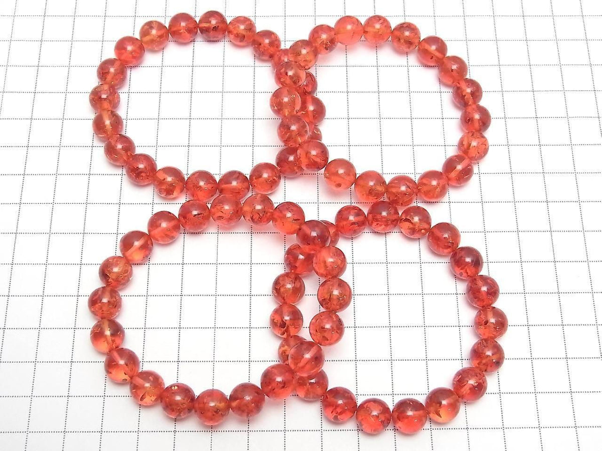 Amber cracked Red-Orange Round 10mm 1strand beads (bracelet)