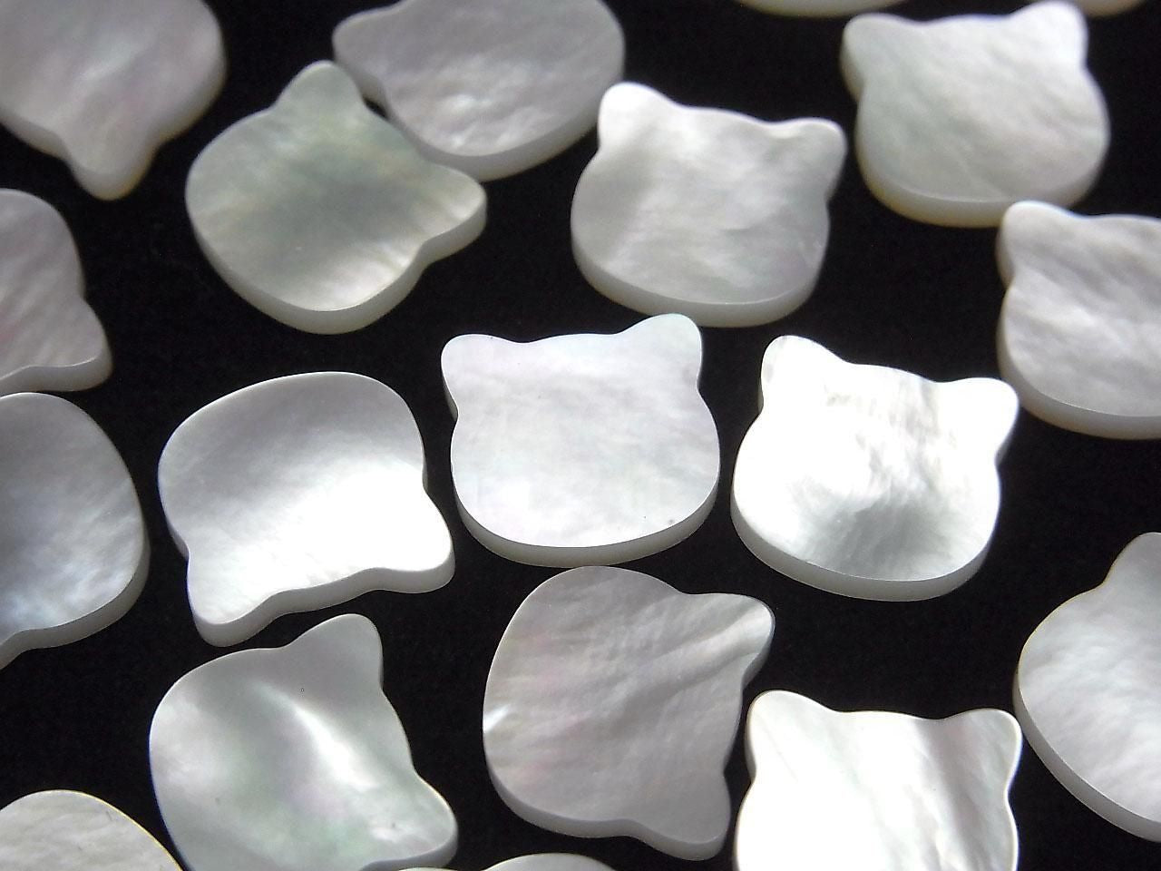 High Quality white shell (silver-lip oyster) AAA Loose Stone Cat Motif 10x10mm 4pcs