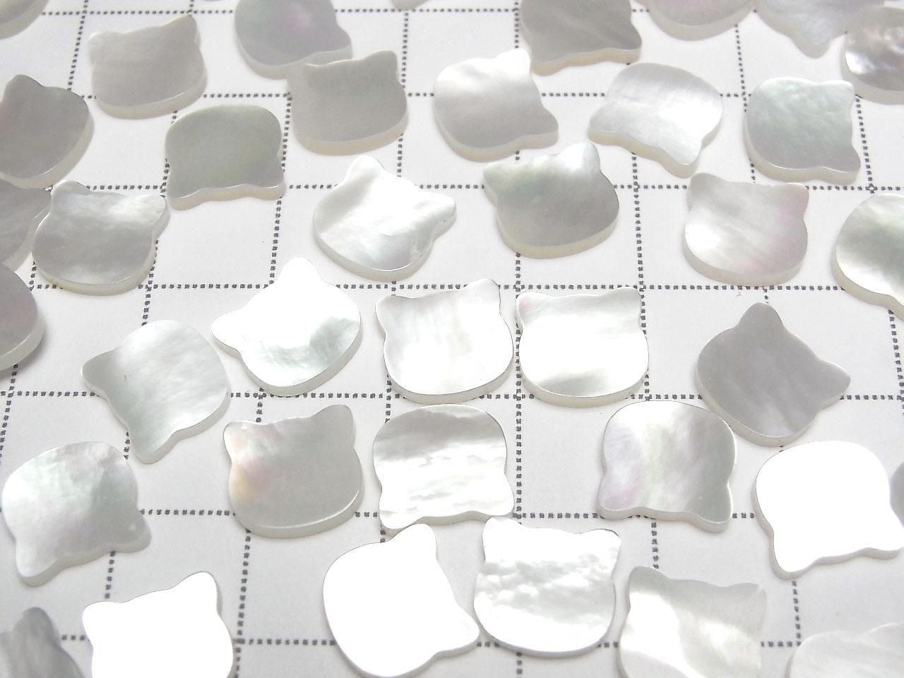 High Quality white shell (silver-lip oyster) AAA Loose Stone Cat Motif 10x10mm 4pcs