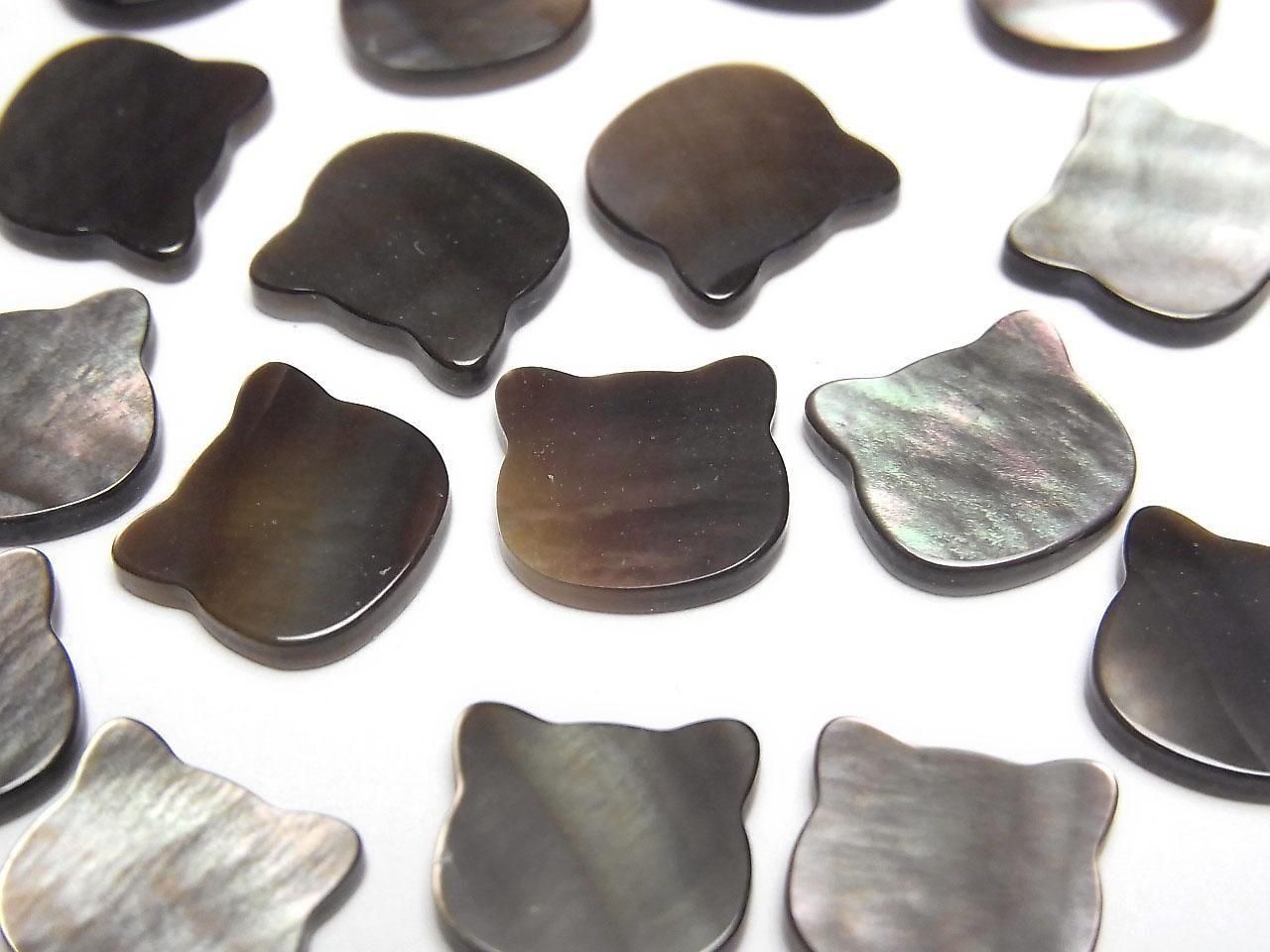 Black Shell (Black-lip Oyster) AAA Loose Stone Cat Motif 10x10mm 4pcs