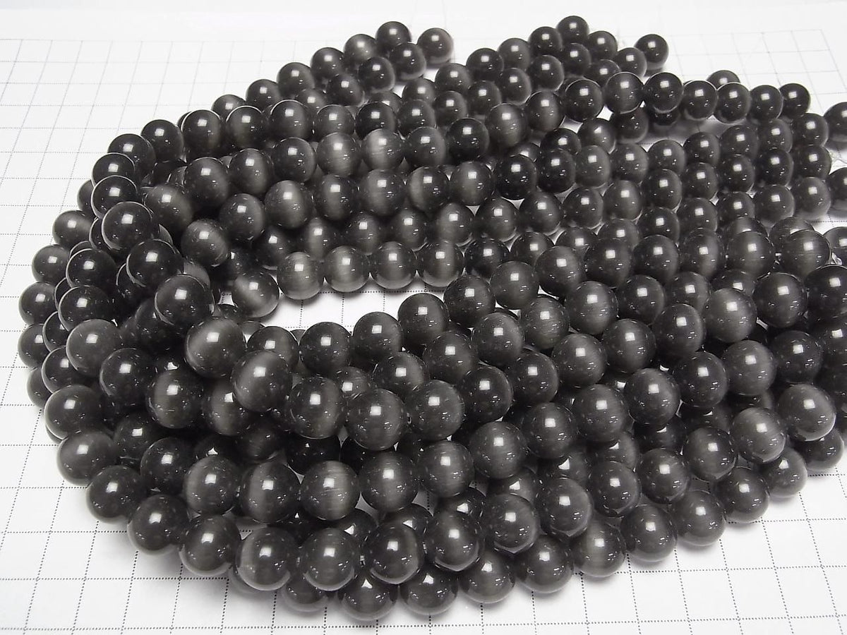 Black Cat's Eye Round 11.5mm 1strand beads (approx. 14 inches/35 cm)