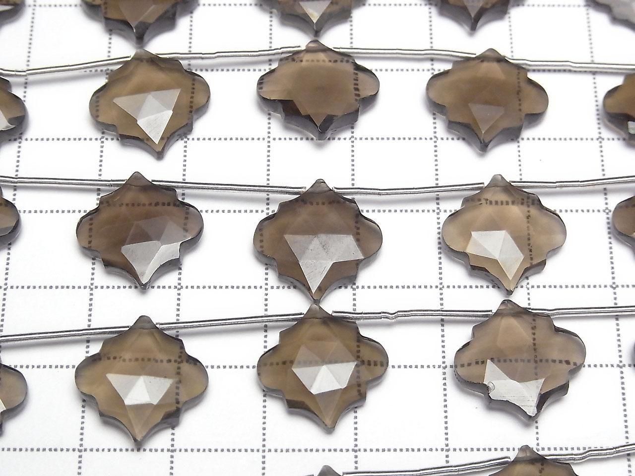 Smoky Quartz AAA Moroccan Shaped Cut 15x15mm 1strand beads (5pcs)