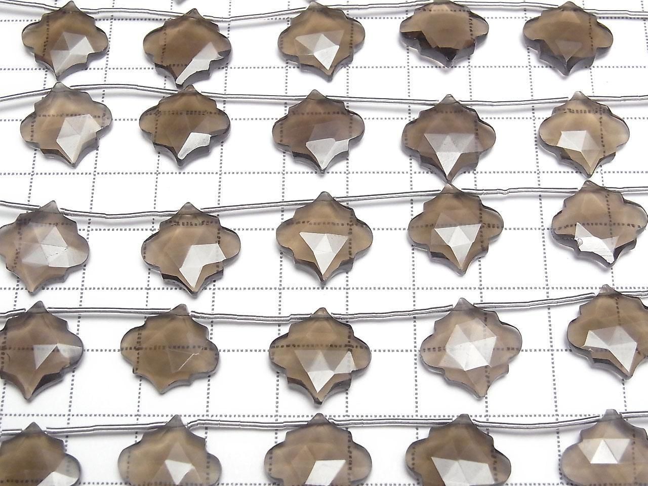 Smoky Quartz AAA Moroccan Shaped Cut 15x15mm 1strand beads (5pcs)