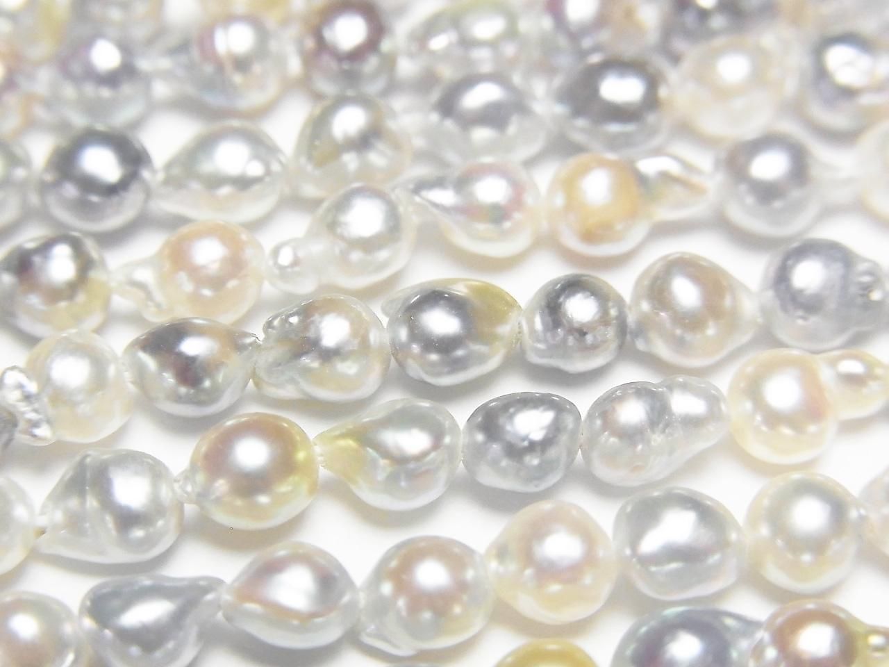 Akoya Pearls AA++ Grade Natural Drop 5x4mm White x Silver (Untreated) 1strand beads Beads (approx. 15 inch/38 cm)