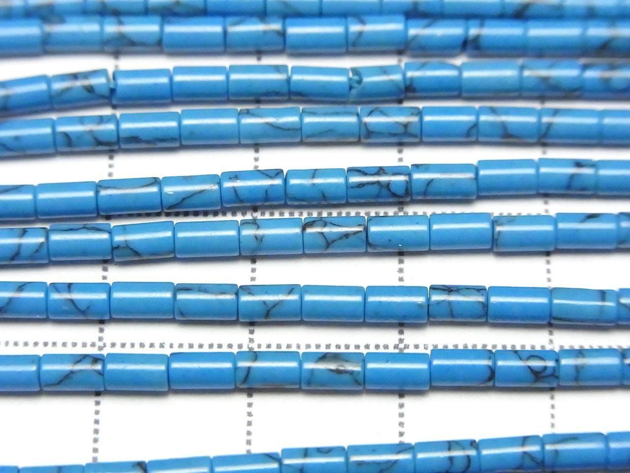 Synthetic Magnesite Turquoise Tube 4x2x2mm 1strand beads (aprx.15inch/36cm)