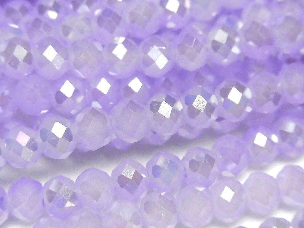 Glass Beads Faceted Button Rondelle 6x6x4.5mm Milky Purple Silver-AB 1strand beads (approx. 15inch/36cm)