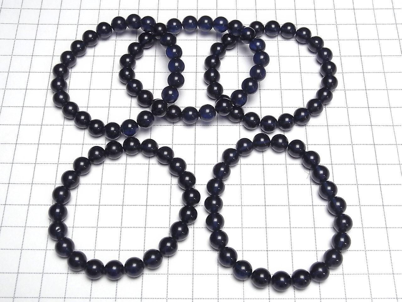 Amber Dark Blue Round 8mm 1strand beads (Bracelet)