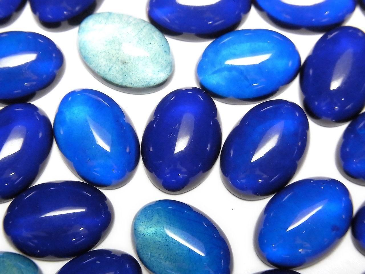 Blue color Amber Oval Cabochon 14x10mm 2 pcs