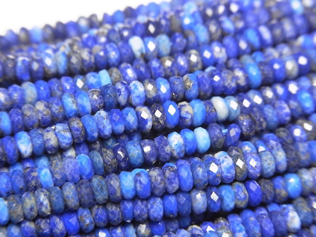 Lapislazuli AA+ Faceted Button Rondelle 3x3x1.5mm 1strand beads (aprx.15inch/38cm)High Quality!