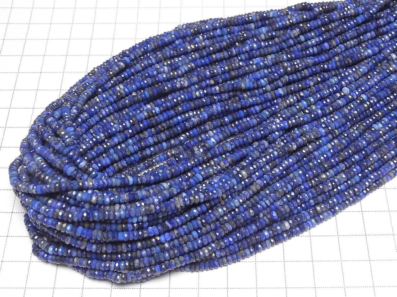 Lapislazuli AA+ Faceted Button Rondelle 3x3x1.5mm 1strand beads (aprx.15inch/38cm)High Quality!