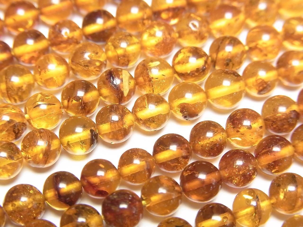 Amber (Baltic Amber) Round 5mm 1strand beads (approx. 15 inches/36 cm)