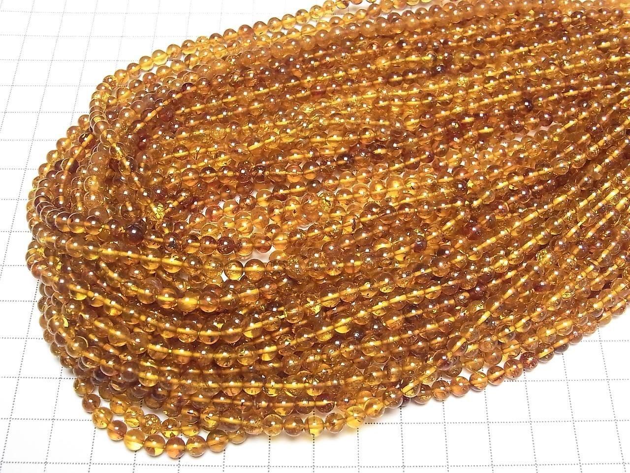 Amber (Baltic Amber) Round 5mm 1strand beads (approx. 15 inches/36 cm)