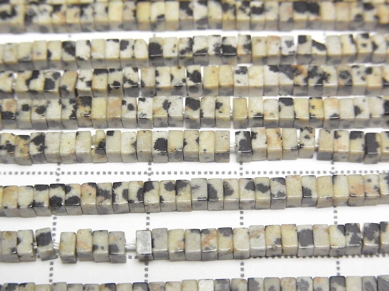 Dalmatian Jasper Square Rondelle (Disc) 2.5x2.5x1.5mm 1strand beads (approx. 15inch/36cm)
