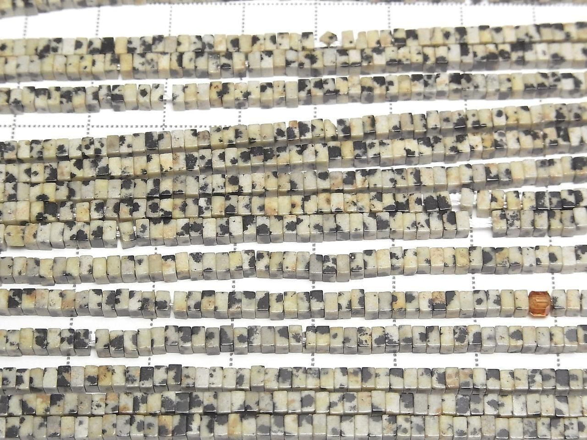Dalmatian Jasper Square Rondelle (Disc) 2.5x2.5x1.5mm 1strand beads (approx. 15inch/36cm)
