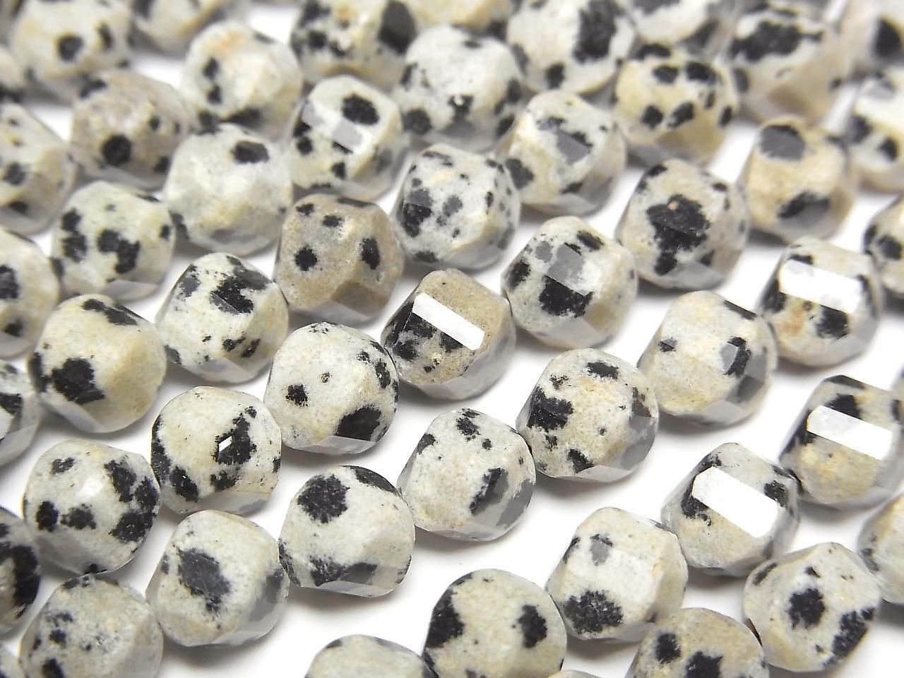Dalmatian Jasper Twist x Multiple Facets 6x5x5mm 1strand beads 1strand beads beads (approx. 14 inch/35 cm)