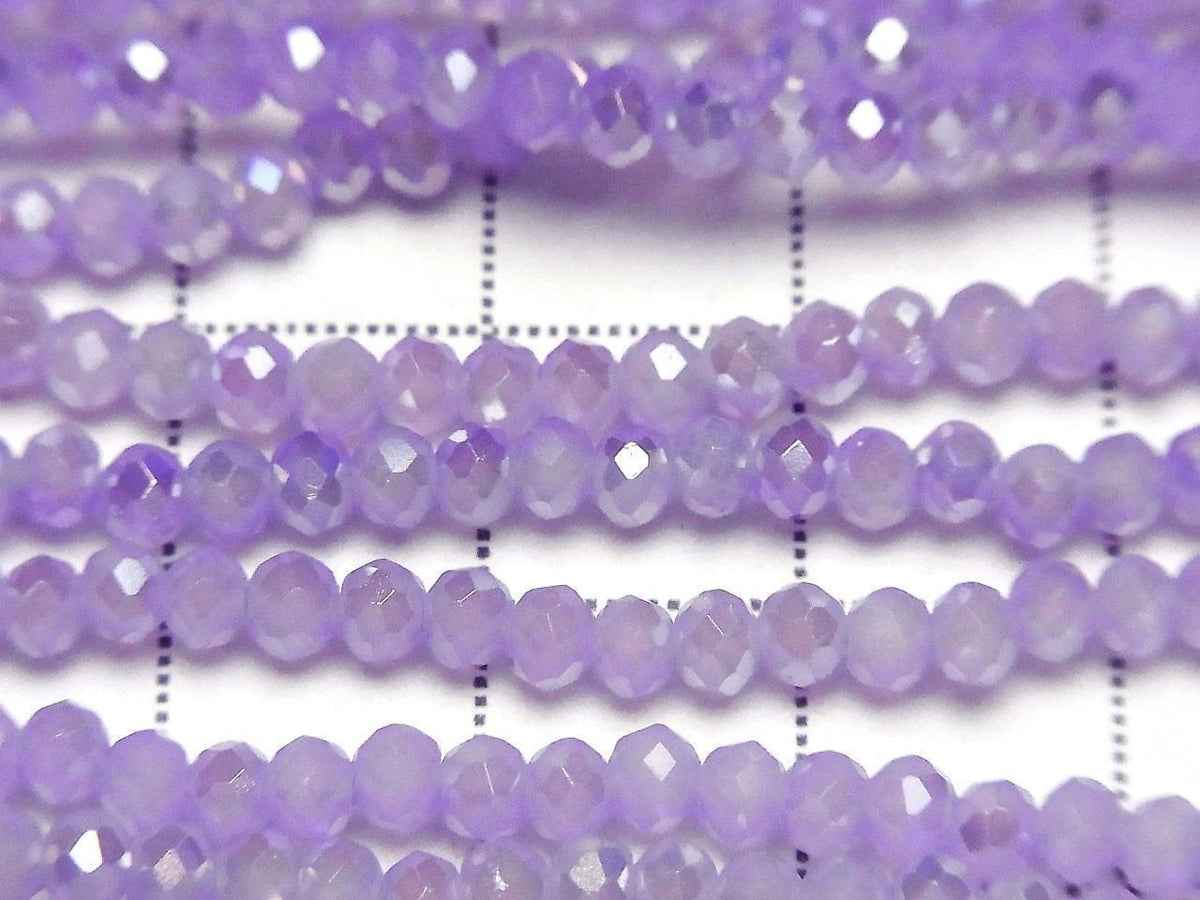 Glass Beads Faceted Button Rondelle 3x3x2.5mm Milky Purple Silver-AB 1strand beads (approx. 14inch/34cm)