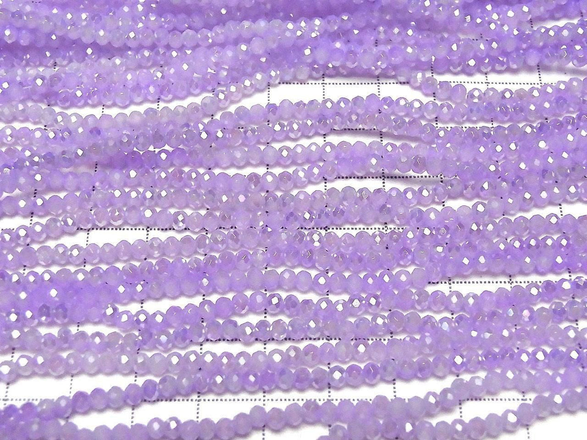 Glass Beads Faceted Button Rondelle 3x3x2.5mm Milky Purple Silver-AB 1strand beads (approx. 14inch/34cm)
