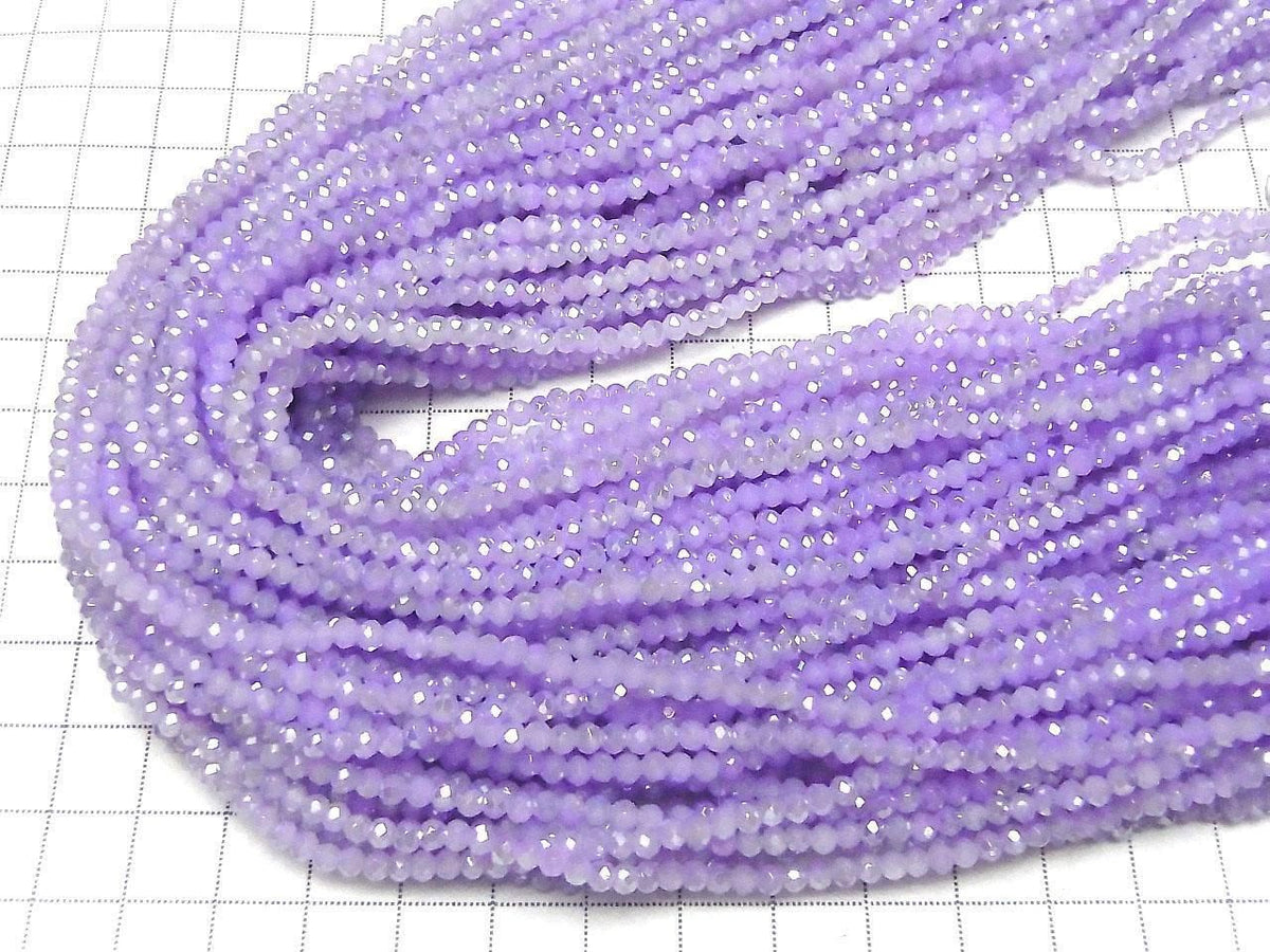 Glass Beads Faceted Button Rondelle 3x3x2.5mm Milky Purple Silver-AB 1strand beads (approx. 14inch/34cm)