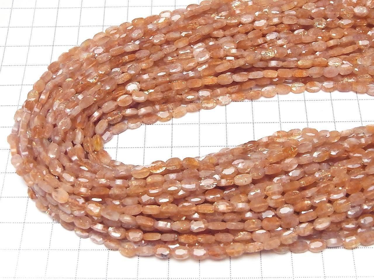 Sunstone AA++ Faceted Oval 6x4mm half or 1strand beads (aprx.14inch/35cm)High Quality!