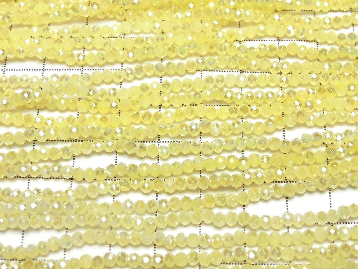 Glass Beads Faceted Button Rondelle 3x3x2.5mm Milky Yellow Silver-AB 1strand beads (approx. 14inch/34cm)