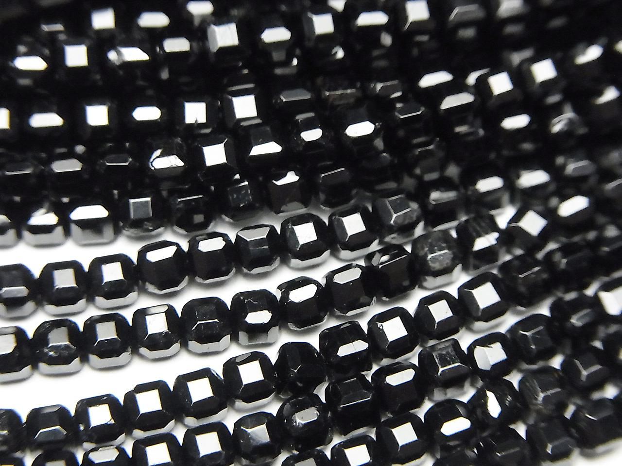 Black Tourmaline AAA- Cube Shape 3x3x3mm 1strand beads (approx. 15inch/37cm)