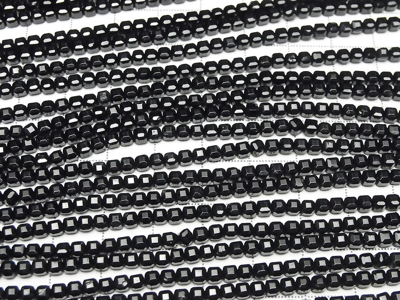 Black Tourmaline AAA- Cube Shape 3x3x3mm 1strand beads (approx. 15inch/37cm)