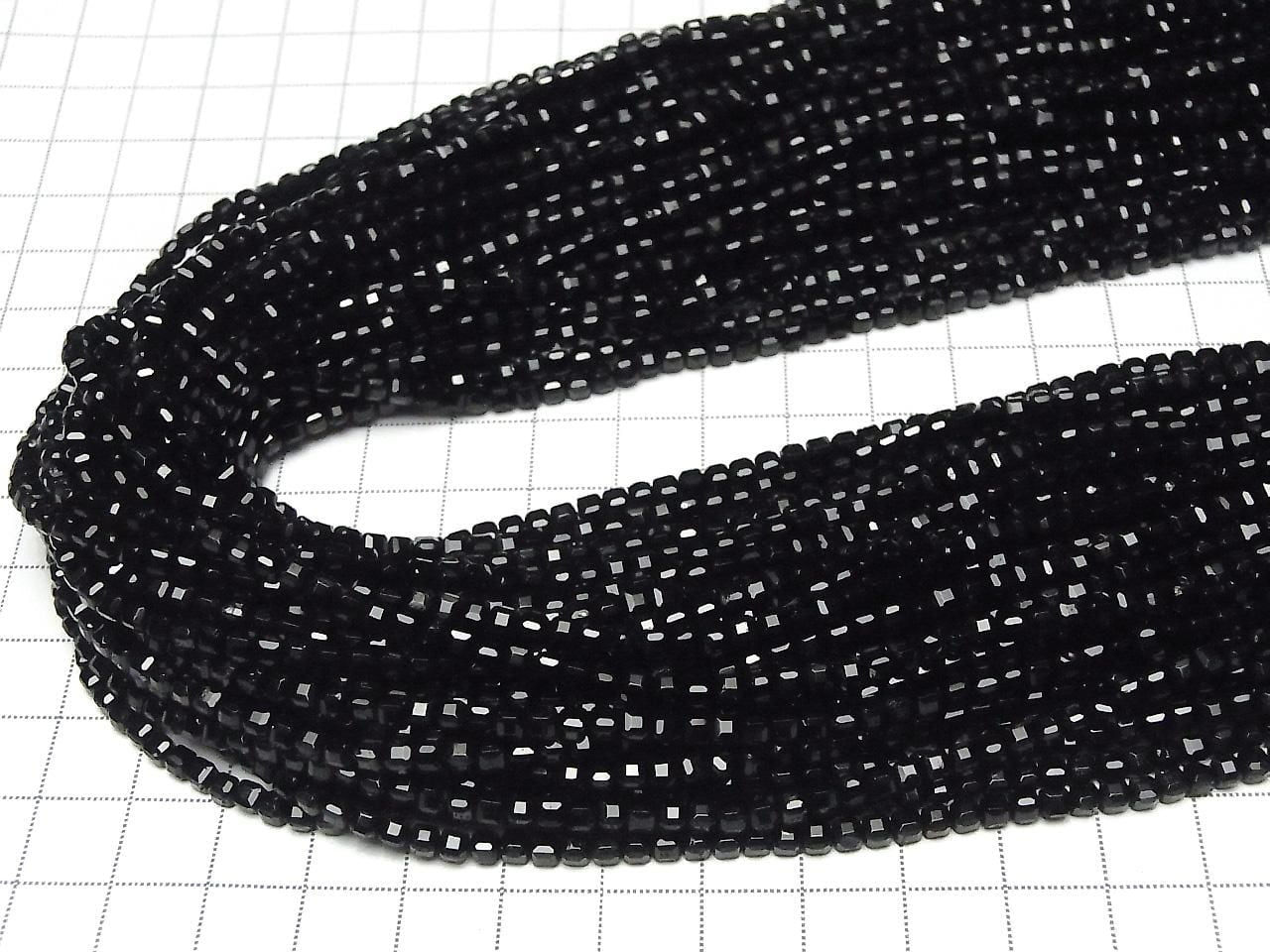 Black Tourmaline AAA- Cube Shape 3x3x3mm 1strand beads (approx. 15inch/37cm)