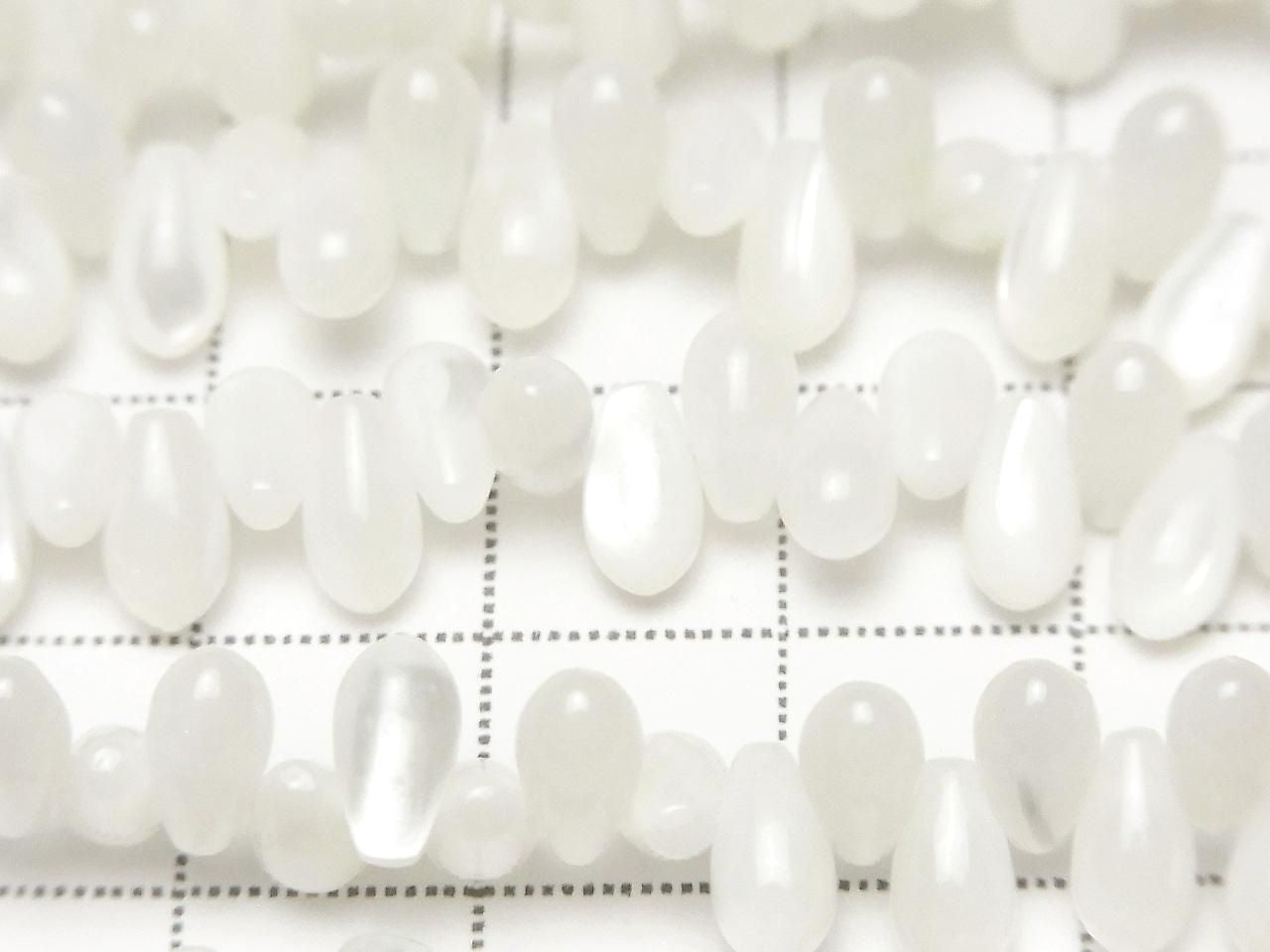 Mother of Pearl (MOP) White Drop Beads (Smooth) 7x4x4mm 1strand beads (approx. 15inch/36cm)