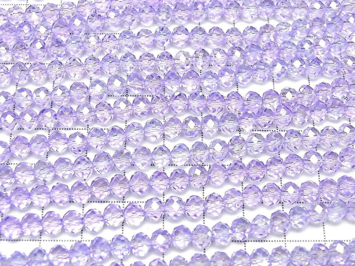 Glass Beads Faceted Button Rondelle 5.5x5.5x4.5mm Clear Purple Silver-AB 1strand beads (approx. 15inch/36cm)