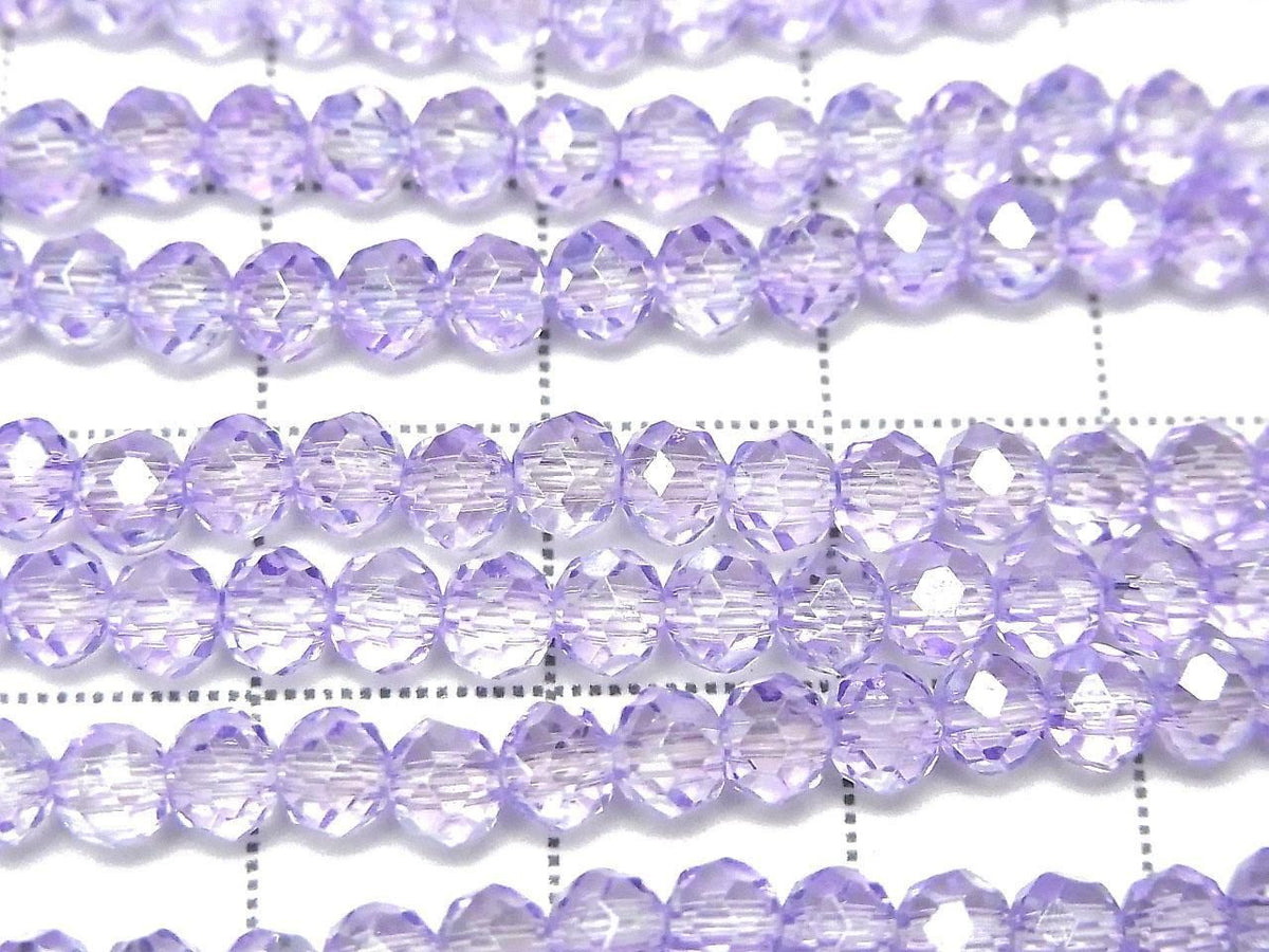 Glass Beads Faceted Button Rondelle 4x4x3mm Clear Purple Silver-AB 1strand beads (approx. 15inch/37cm)